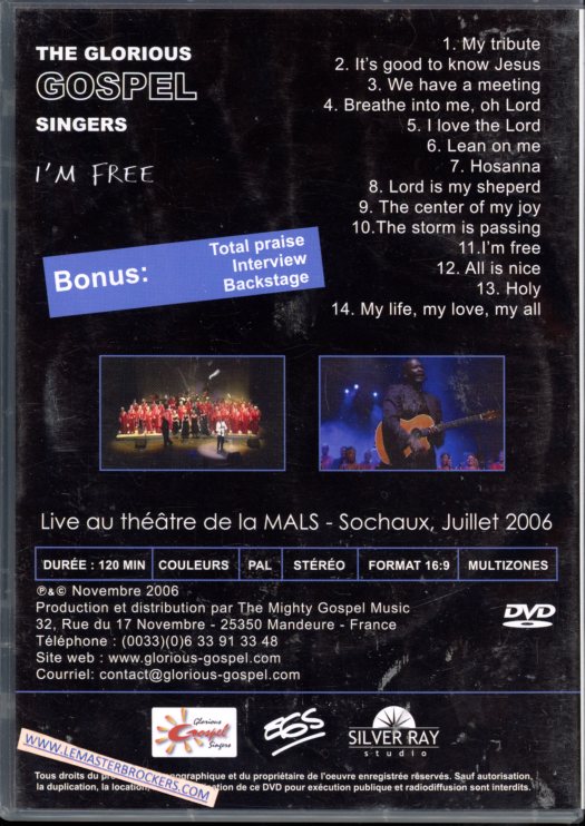 DVD THE GLORIOUS GOSPEL SINGERS IM FREE - THEATRE DE LA MALS SOCHAUX JUILLET 2006