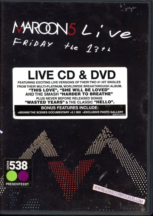 DVD MAROON 5 LIVE FRIDAY THE 13TH ET VERSION CD INCLUS