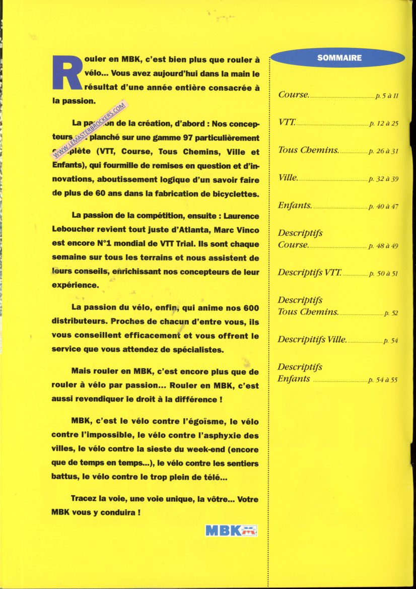 CATALOGUE VELO MBK VTT COURSE TOUS CHEMINS VILLE ENFANTS