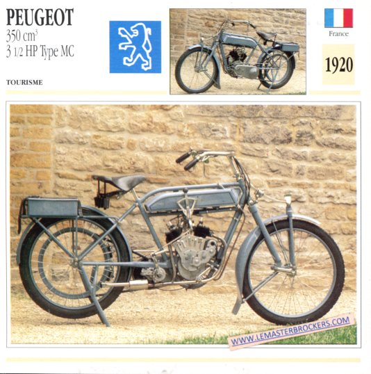 FICHE MOTO PEUGEOT TYPE MC 350CC 3 1/2 HP 1920