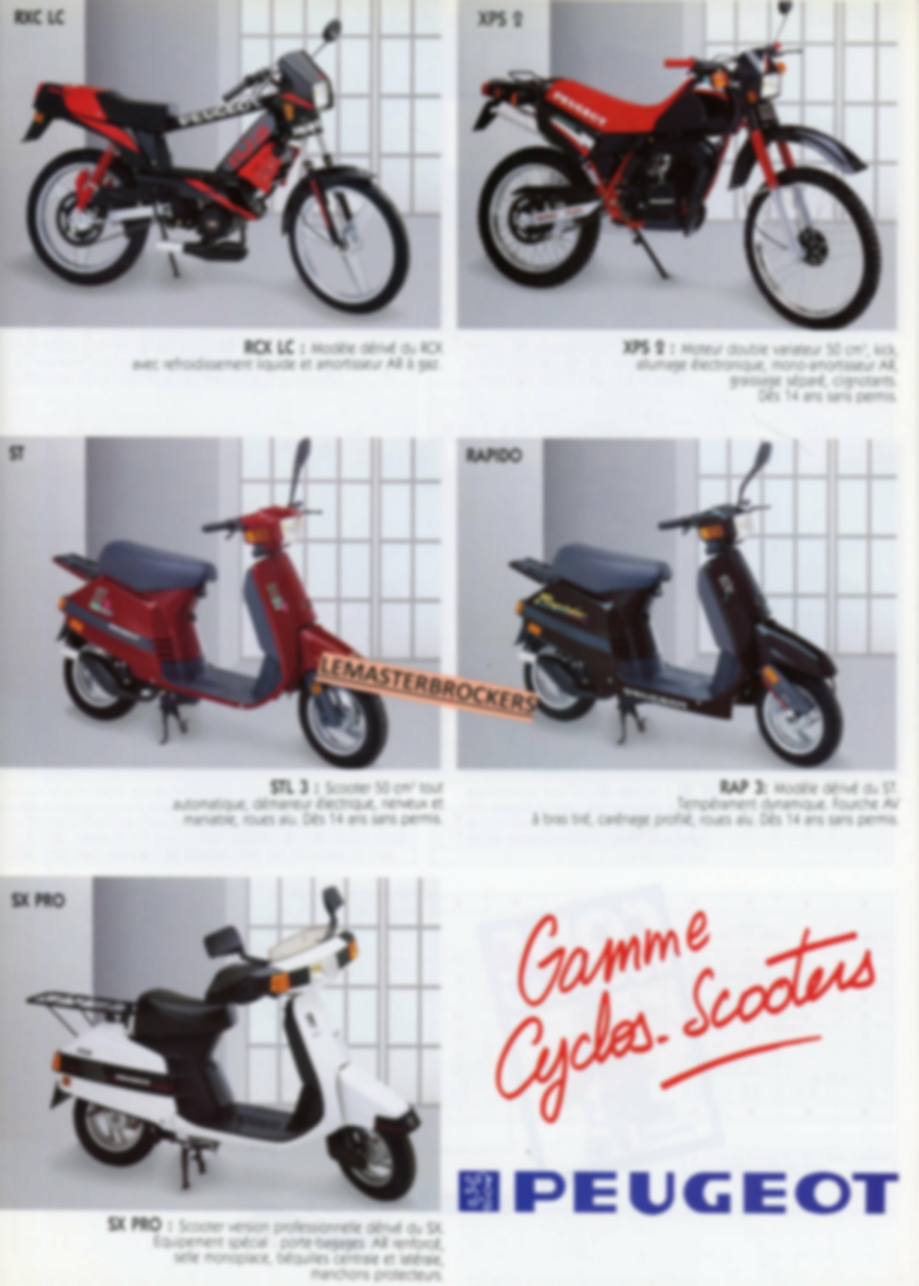 BROCHURE-PEUGEOT-MOBYLETTE-SPX-103-CHRONO-RCX-SCOOTER-LEMASTERBROCKERS