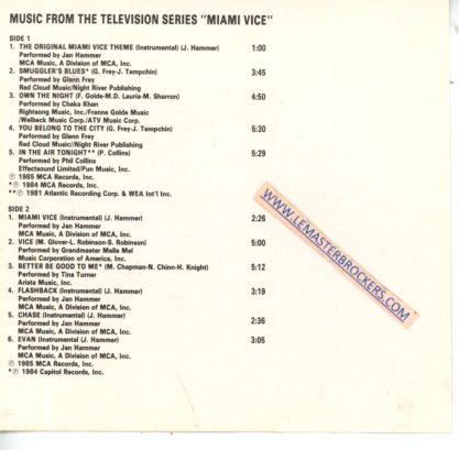 MIAMI VICE CASSETTE VINTAGE 1985
