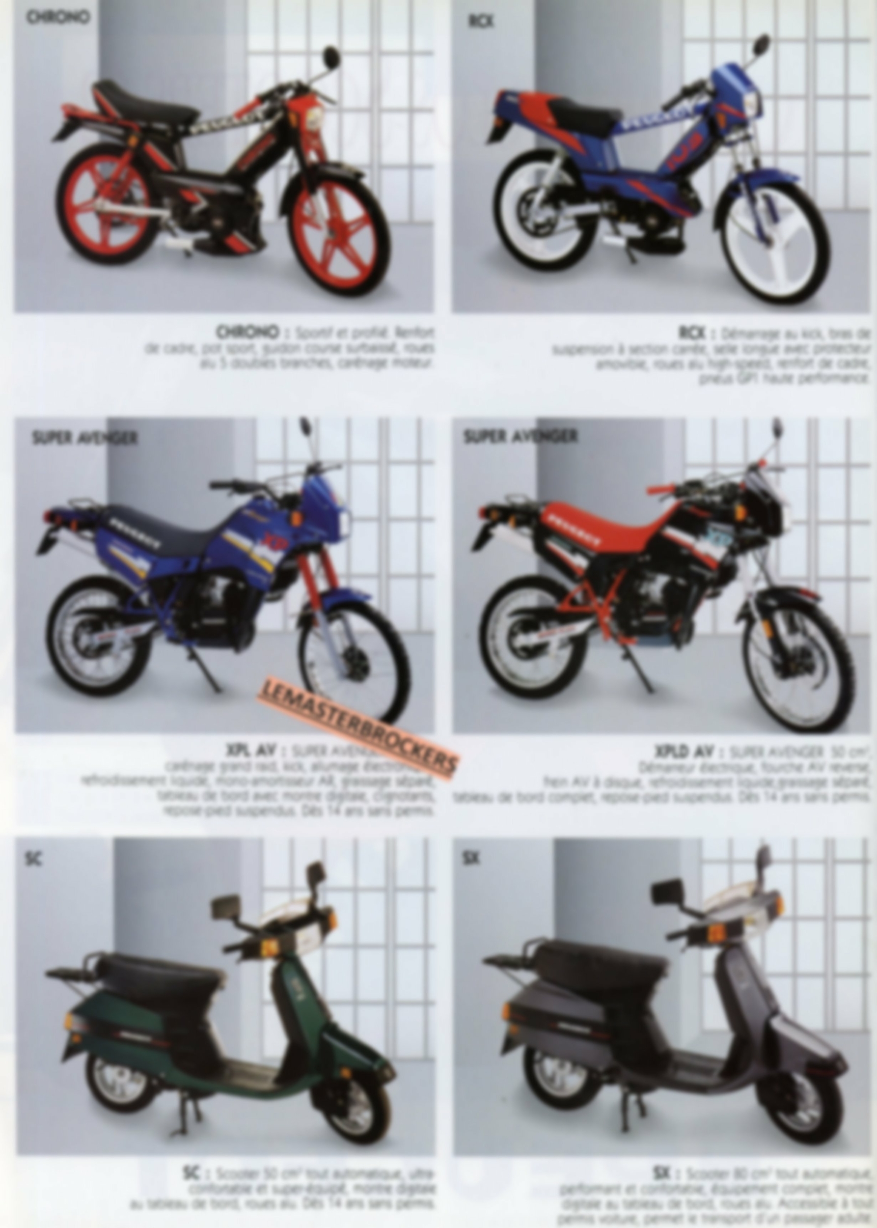 BROCHURE-PEUGEOT-MOBYLETTE-SPX-103-CHRONO-RCX-SCOOTER-LEMASTERBROCKERS