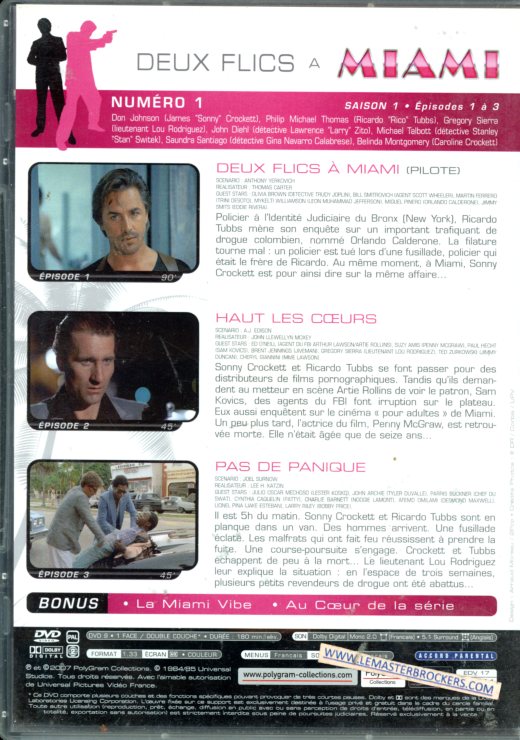 DVD NUMERO 1 MIAMI VICE 2 FLICS A MIAMI
