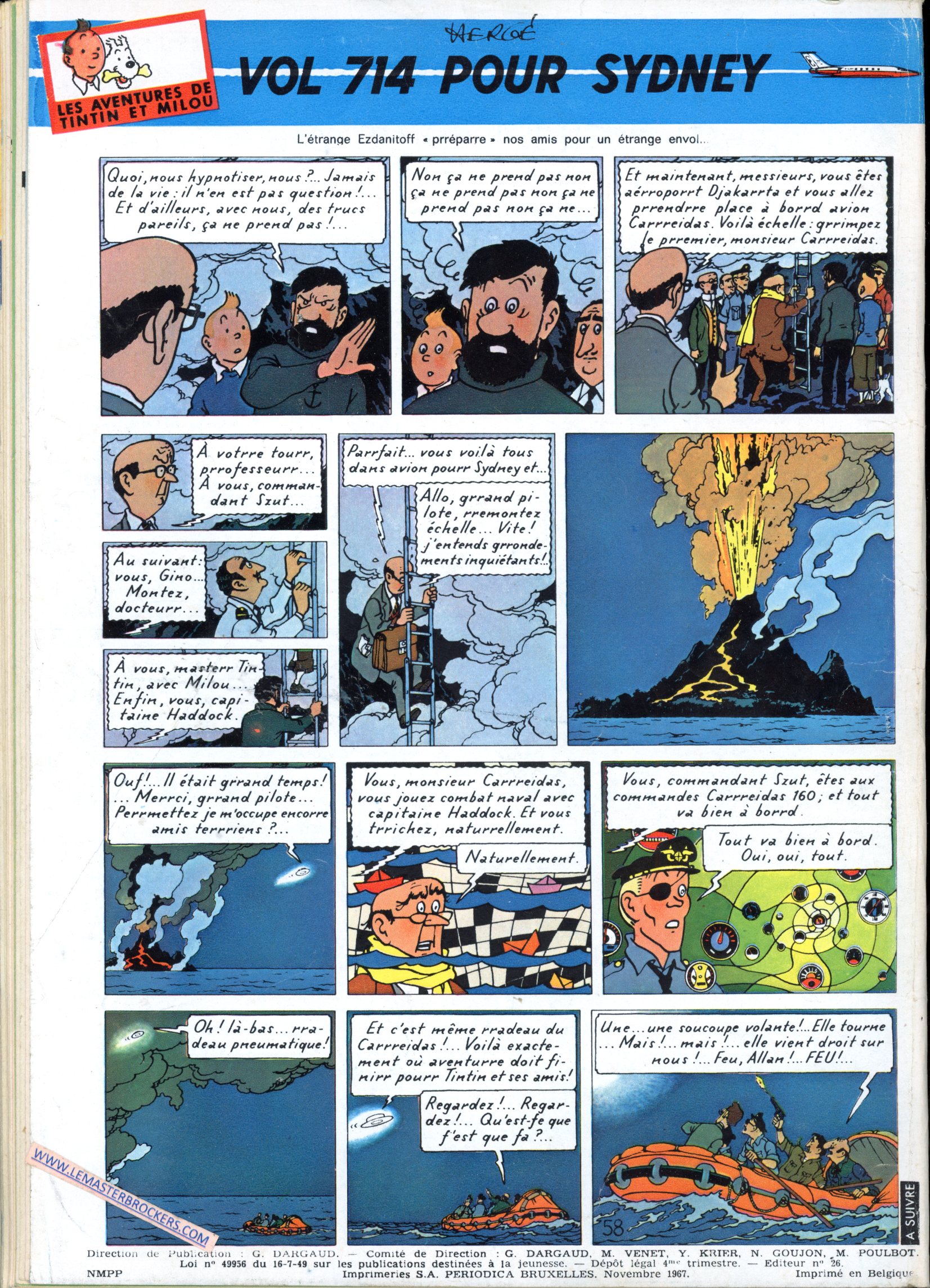 PLANCHE VOL 714 POUR SIDNEY TINTIN HERGE