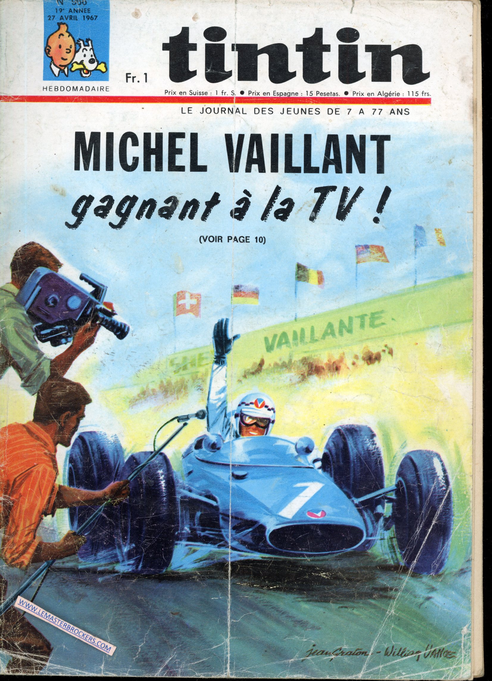 JOURNAL TINTIN 966 DE 1967 COUVERTURE MICHEL VAILLANT