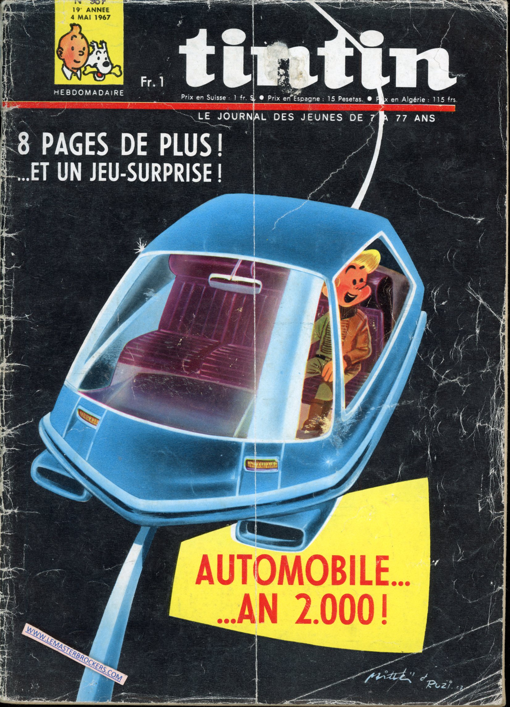 JOURNAL TINTIN 967 1967 COUVERTURE DE MITTEI RUZI