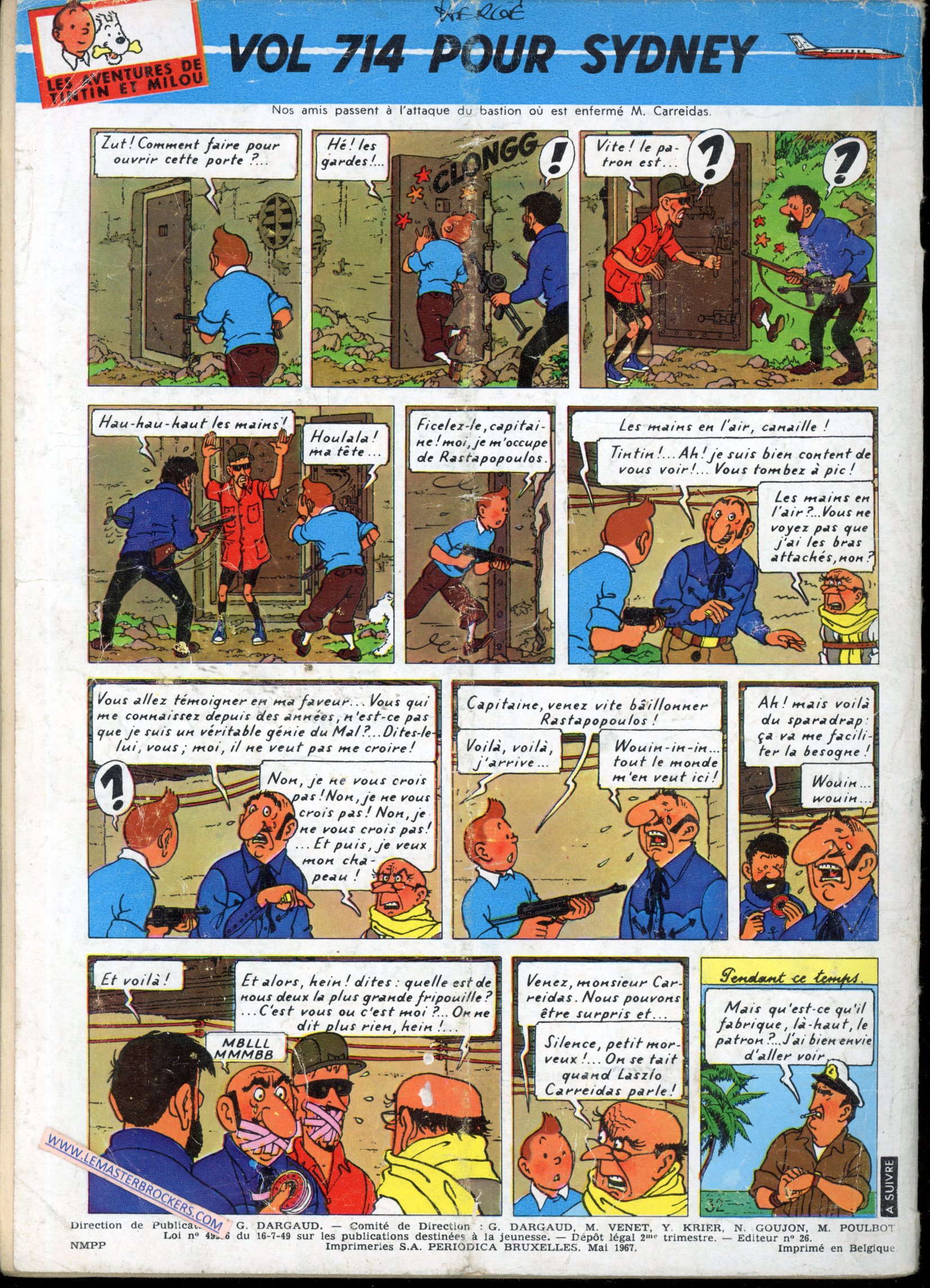 PLANCHE VOL 714 POUR SIDNEY TINTIN HERGE