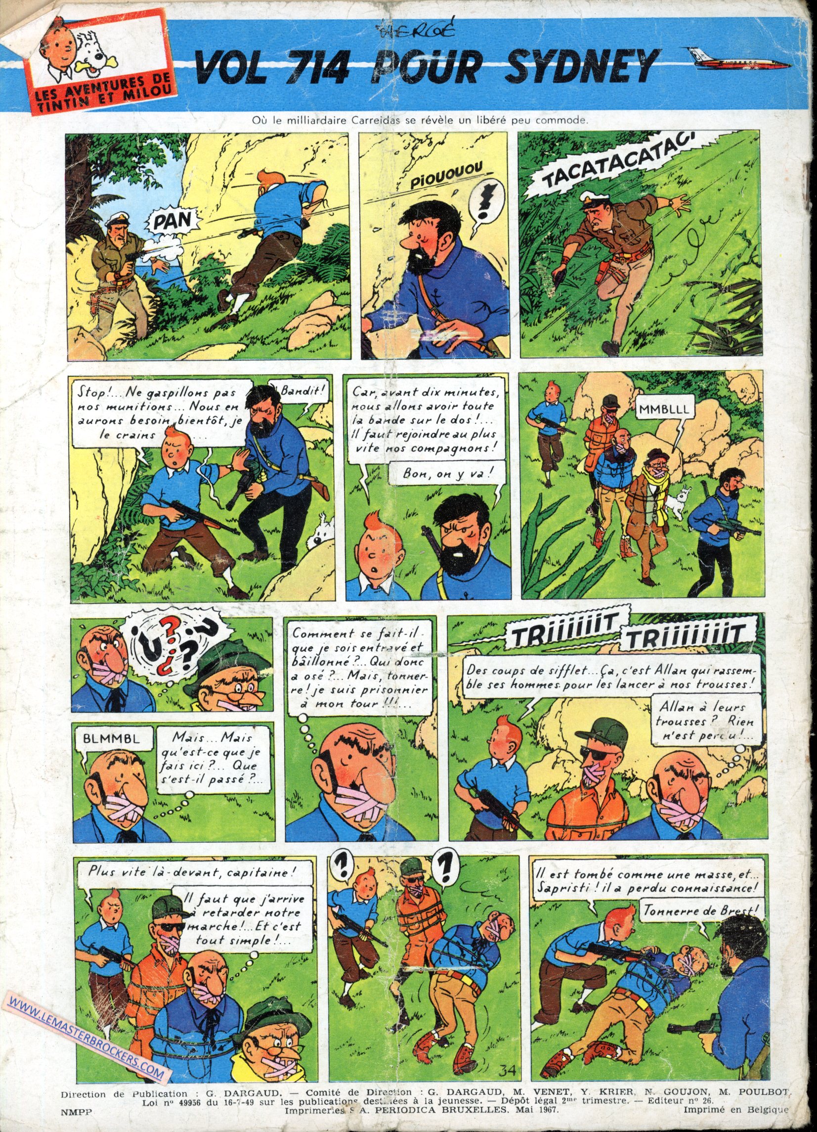 PLANCHE VOL 714 POUR SIDNEY TINTIN HERGE