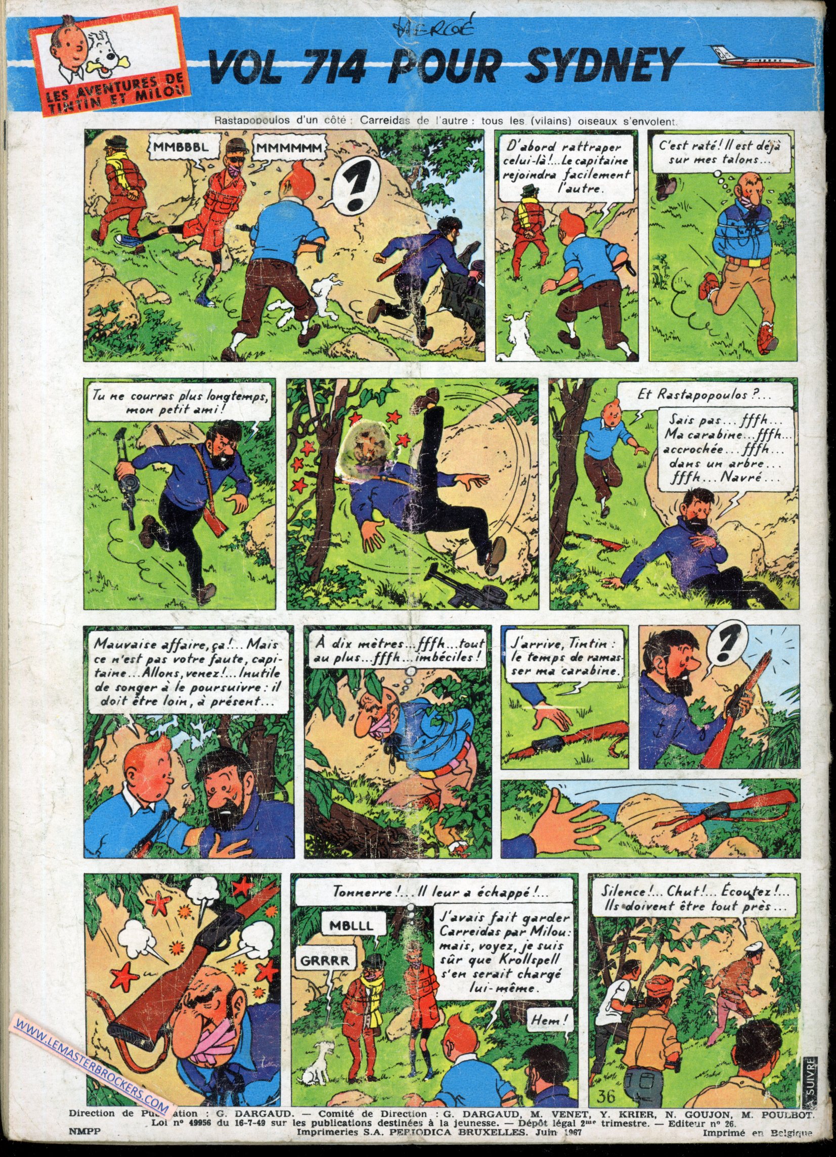 PLANCHE VOL 714 POUR SIDNEY TINTIN HERGE