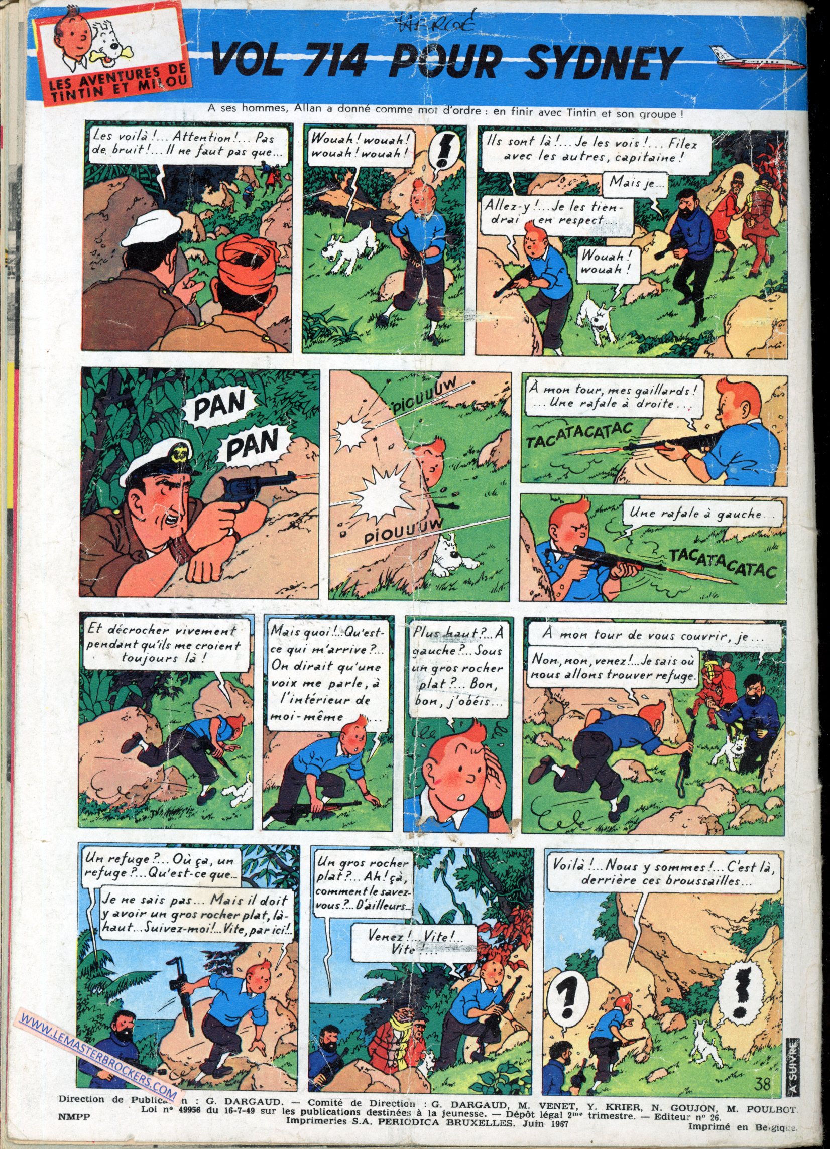 PLANCHE VOL 714 POUR SIDNEY TINTIN HERGE