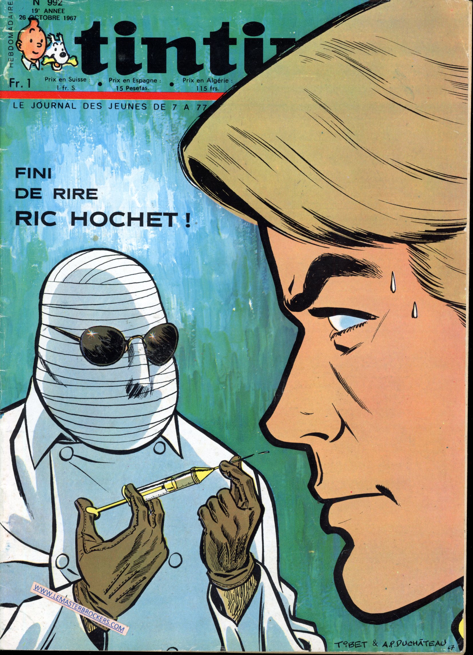 JOURNAL TINTIN 992 DE 1967 COUVERTURE RIC HOCHET
