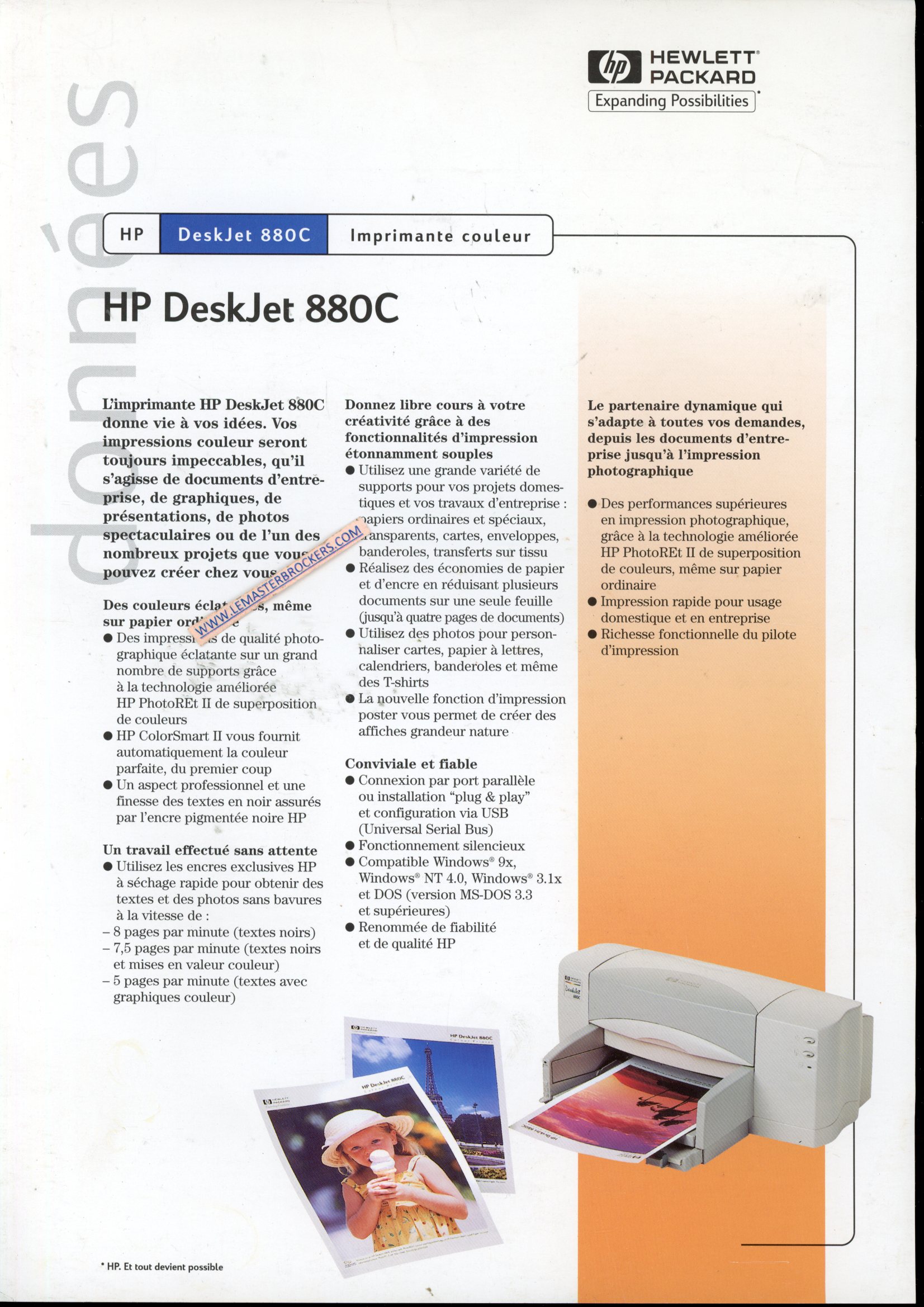 BROCHURE IMPRIMANTE HP DESKJET 880C 1998