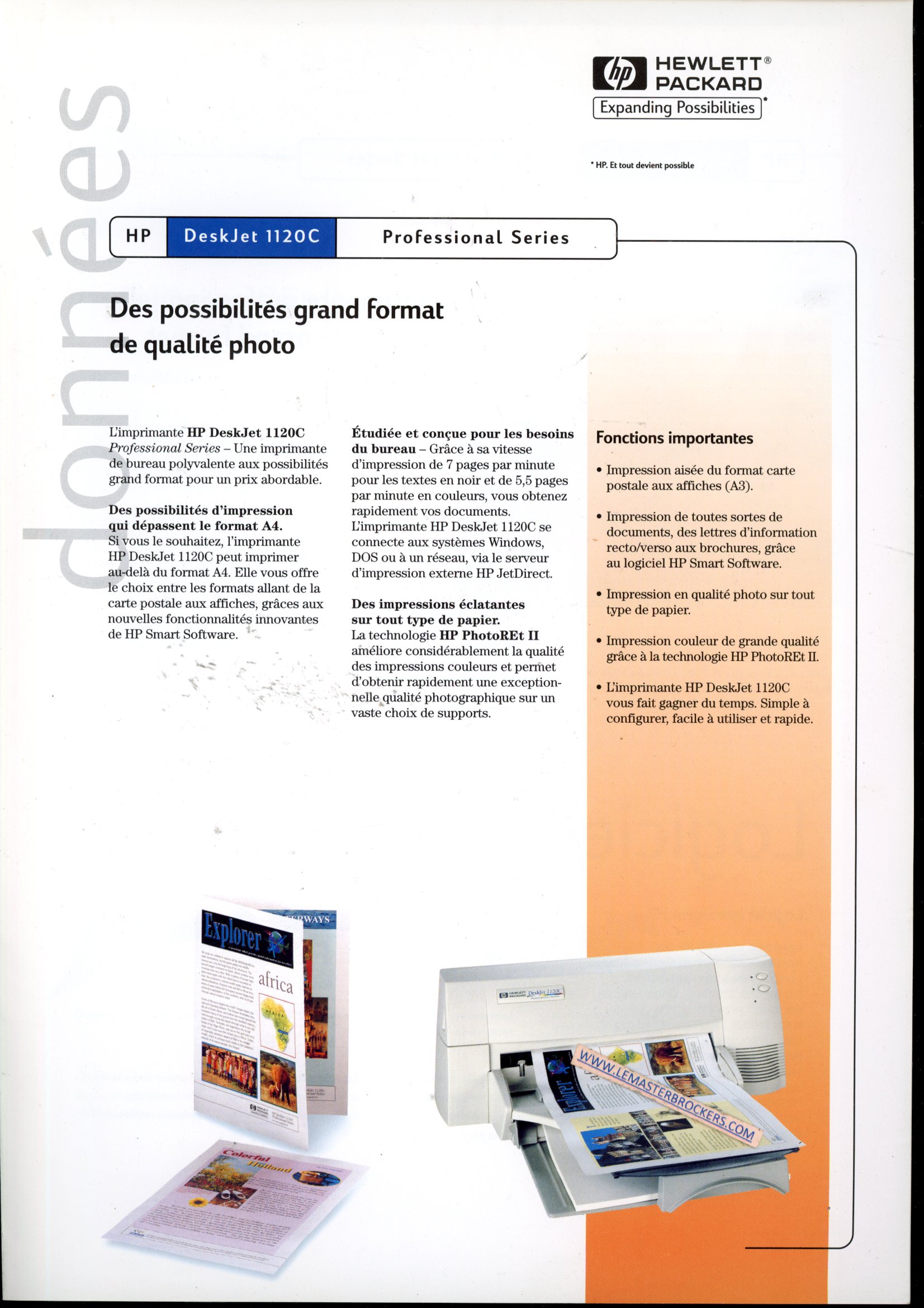 BROCHURE IMPRIMANTE HP DESKJET 1120C PROFESSIONAL SERIES