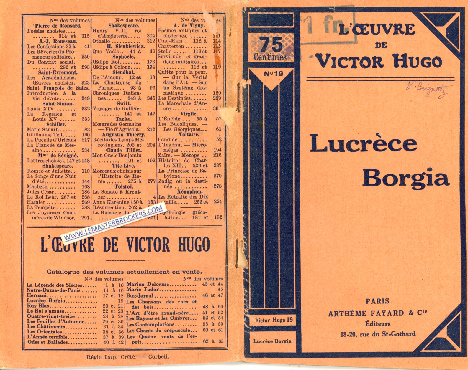 LUCRECE BORGIA - TOME 19 - VICTOR HUGO