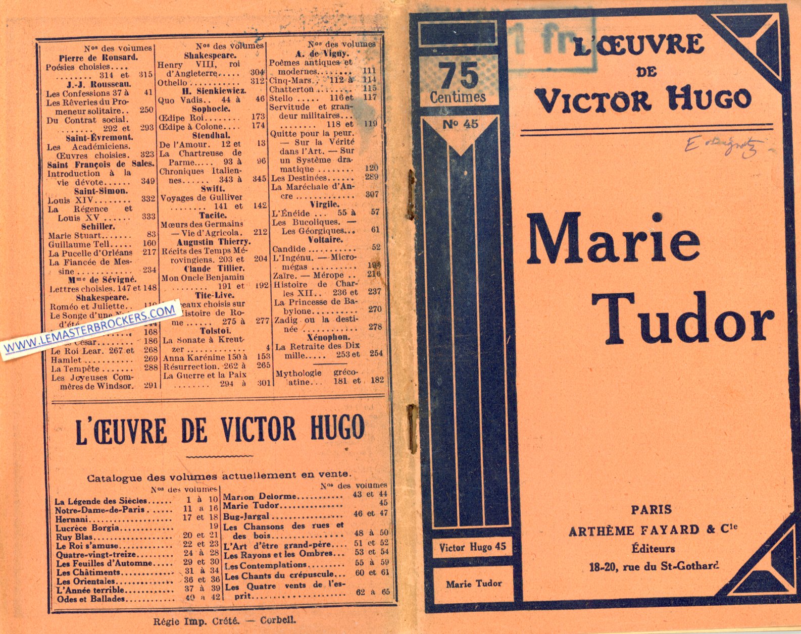 MARIE TUDOR - TOME 45 - VICTOR HUGO