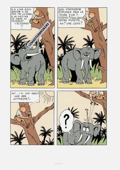 LITHOGRAPHIE TINTIN AU CONGO COLORISE PLANCHE 69