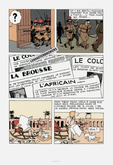 LITHOGRAPHIE TINTIN AU CONGO COLORISE PLANCHE 92
