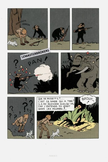 TINTIN AU CONGO ORIGINAL LITHOGRAPHIE NUMERO 71