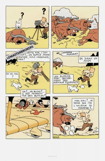 TINTIN REPORTER AU CONGO ORIGINAL LITHOGRAPHIE NUMERO 104