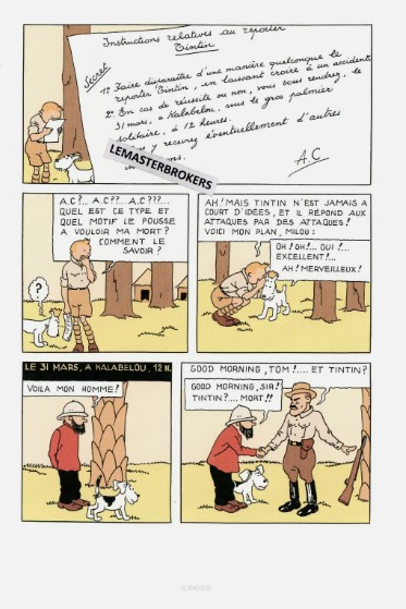 TINTIN AU CONGO ORIGINAL LITHOGRAPHIE NUMERO 87
