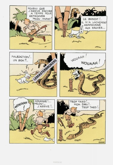 TINTIN AU CONGO ORIGINAL LITHOGRAPHIE N° 60