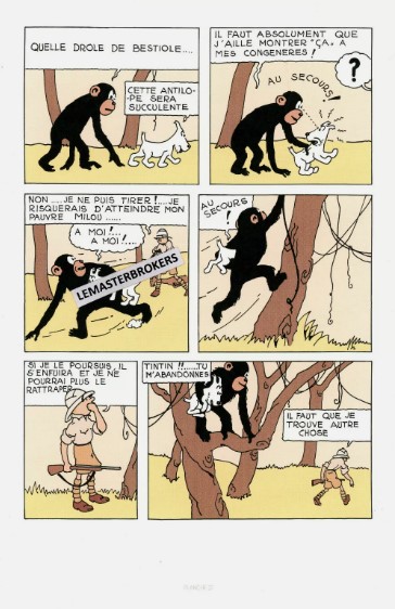 TINTIN AU CONGO ORIGINAL LITHOGRAPHIE NUMERO 27