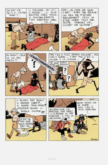 LITHOGRAPHIE TINTIN AU CONGO ORIGINAL PLANCHE 48