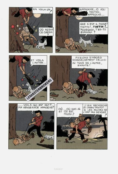LITHOGRAPHIE TINTIN AU CONGO ORIGINAL PLANCHE 57