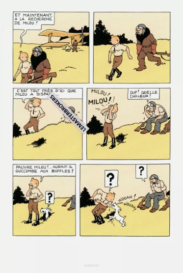 LITHOGRAPHIE TINTIN AU CONGO ORIGINAL PLANCHE 107