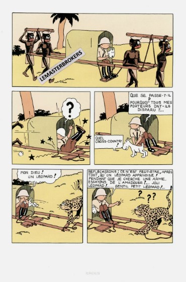 LITHOGRAPHIE TINTIN AU CONGO ORIGINAL PLANCHE 93 DE 2019