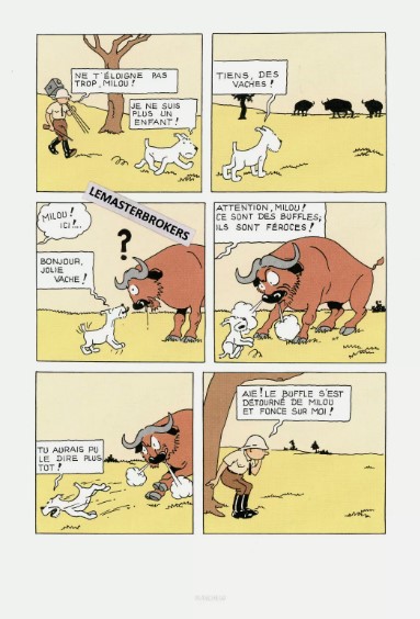 LITHOGRAPHIE TINTIN AU CONGO ORIGINAL PLANCHE 99 DE 2019