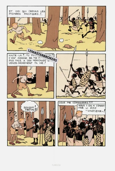 LITHOGRAPHIE TINTIN AU CONGO ORIGINAL PLANCHE 85