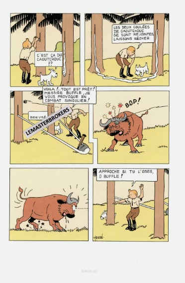 LITHOGRAPHIE TINTIN AU CONGO ORIGINAL PLANCHE 102
