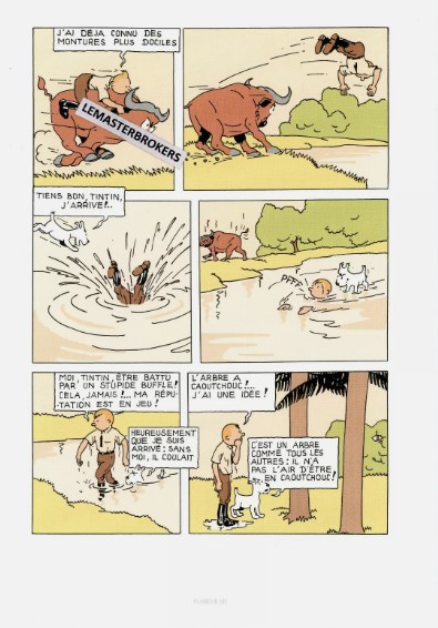 LITHOGRAPHIE TINTIN AU CONGO ORIGINAL PLANCHE 101