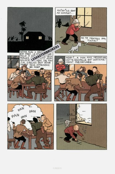LITHOGRAPHIE TINTIN AU CONGO ORIGINAL PLANCHE 91