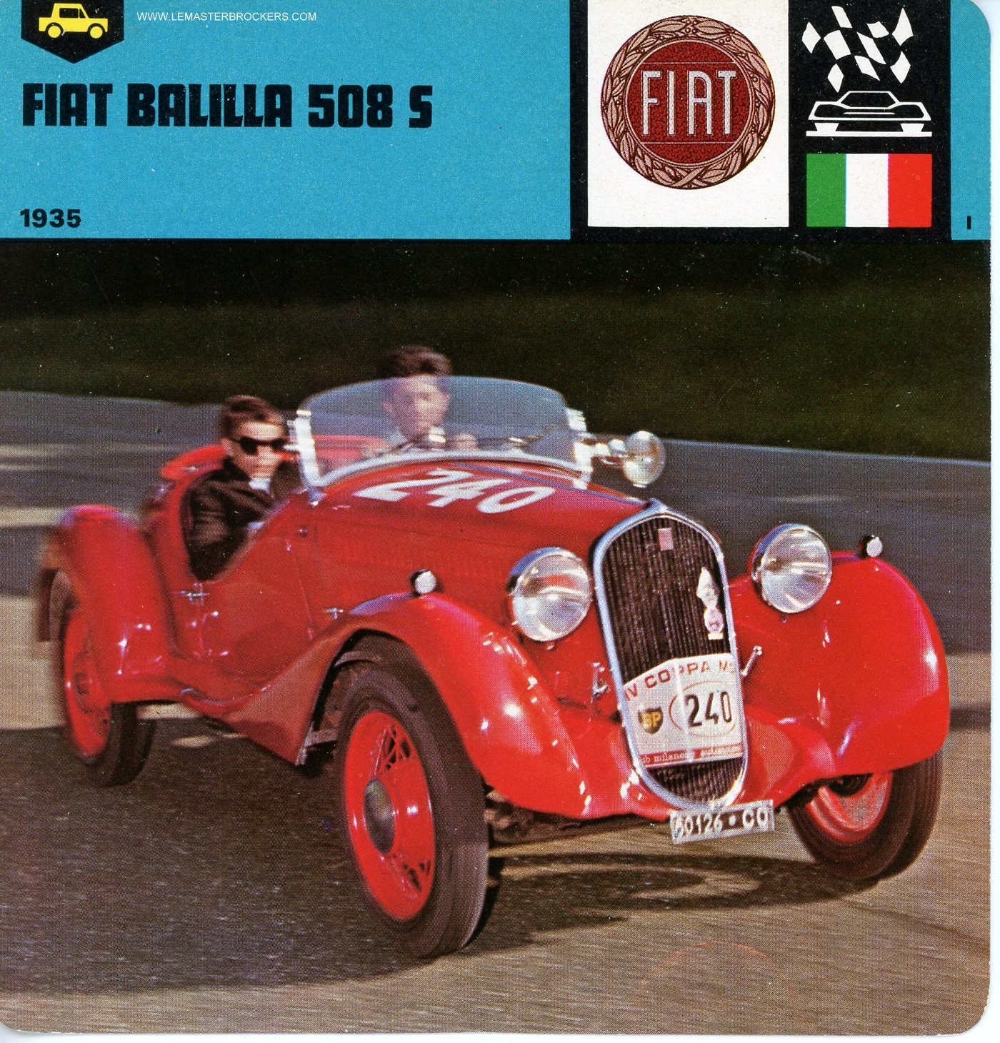 FICHE FIAT BALLILA 508 S 508S 1935
