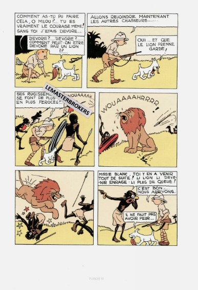 LITHOGRAPHIE TINTIN AU CONGO ORIGINAL PLANCHE 39