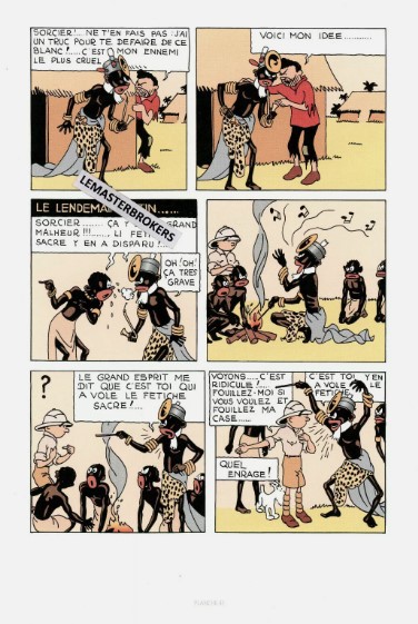 LITHOGRAPHIE TINTIN AU CONGO ORIGINAL PLANCHE 41