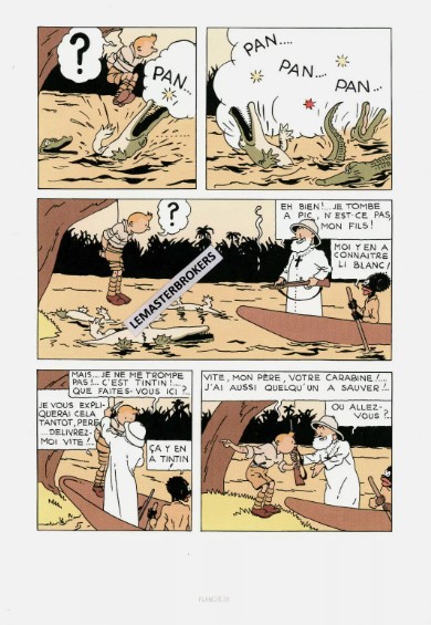 LITHOGRAPHIE TINTIN AU CONGO ORIGINAL PLANCHE 59