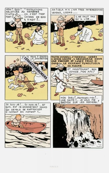 LITHOGRAPHIE TINTIN AU CONGO ORIGINAL PLANCHE 74