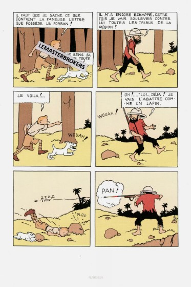LITHOGRAPHIE TINTIN AU CONGO ORIGINAL PLANCHE 79