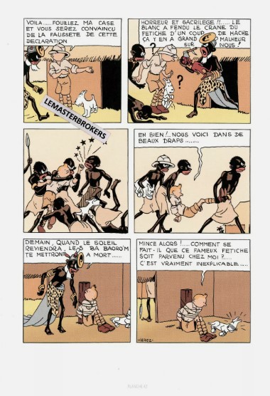 LITHOGRAPHIE TINTIN AU CONGO ORIGINAL PLANCHE 42