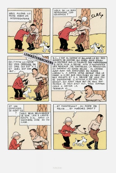 LITHOGRAPHIE TINTIN AU CONGO ORIGINAL PLANCHE 89