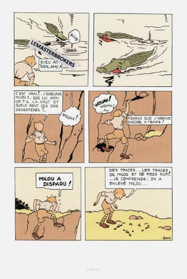 LITHOGRAPHIE TINTIN AU CONGO ORIGINAL PLANCHE 82