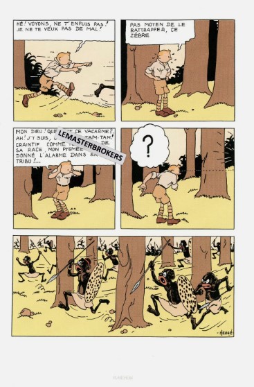 LITHOGRAPHIE TINTIN AU CONGO ORIGINAL PLANCHE 84