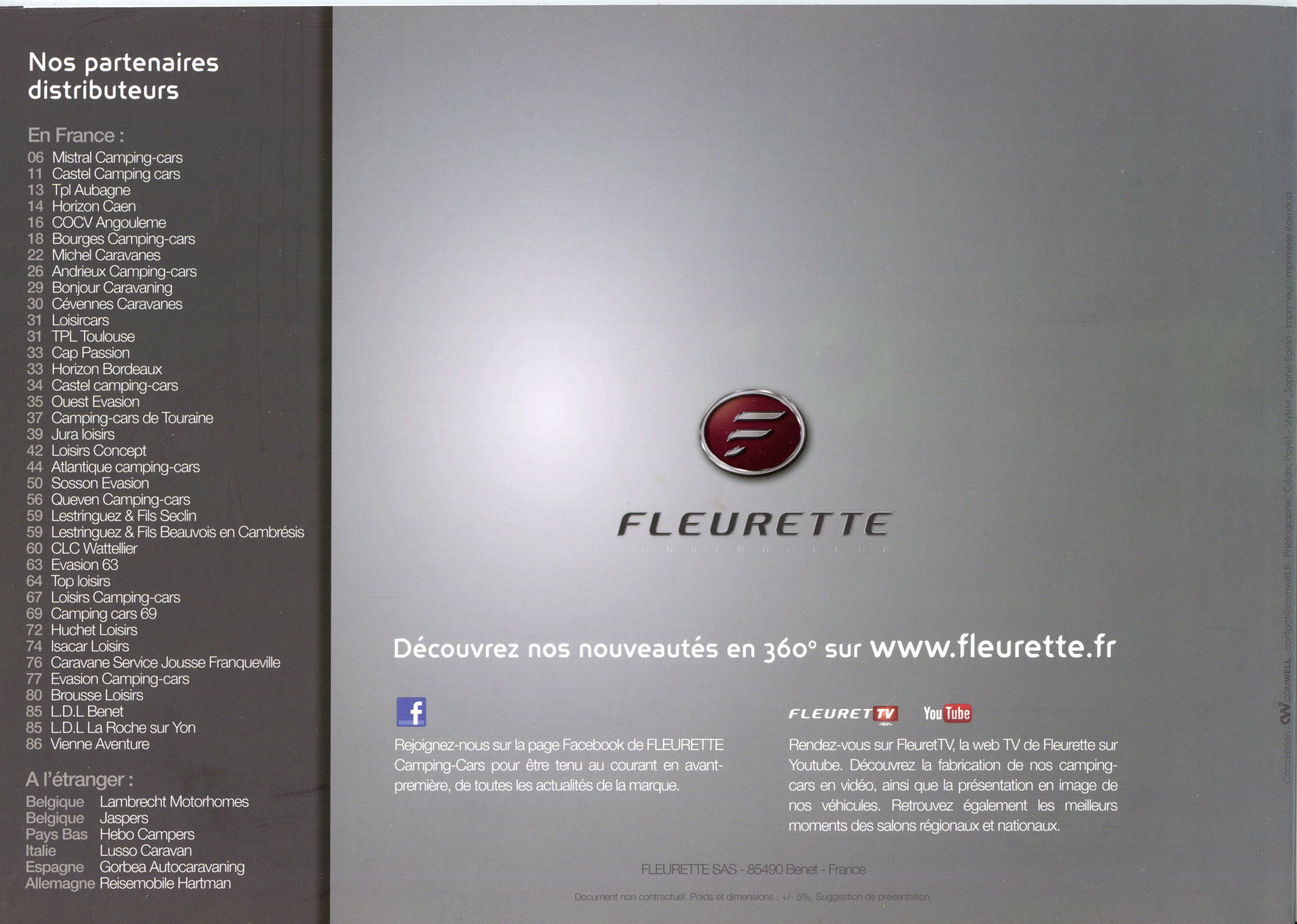CATALOGUE CAMPING-CAR FLEURETTE MIGRATEUR - DISCOVER - MAYFLOWER - WINCESTER