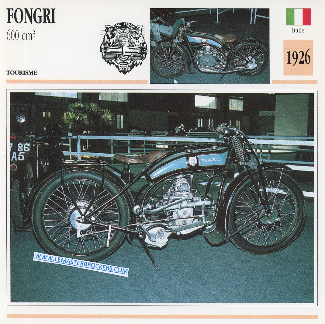 CARTE FICHE MOTO FONGRI 600 CM3 1926