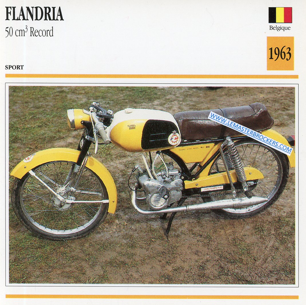 CARTE FICHE MOTO FLANDRIA 50 RECORD 1963