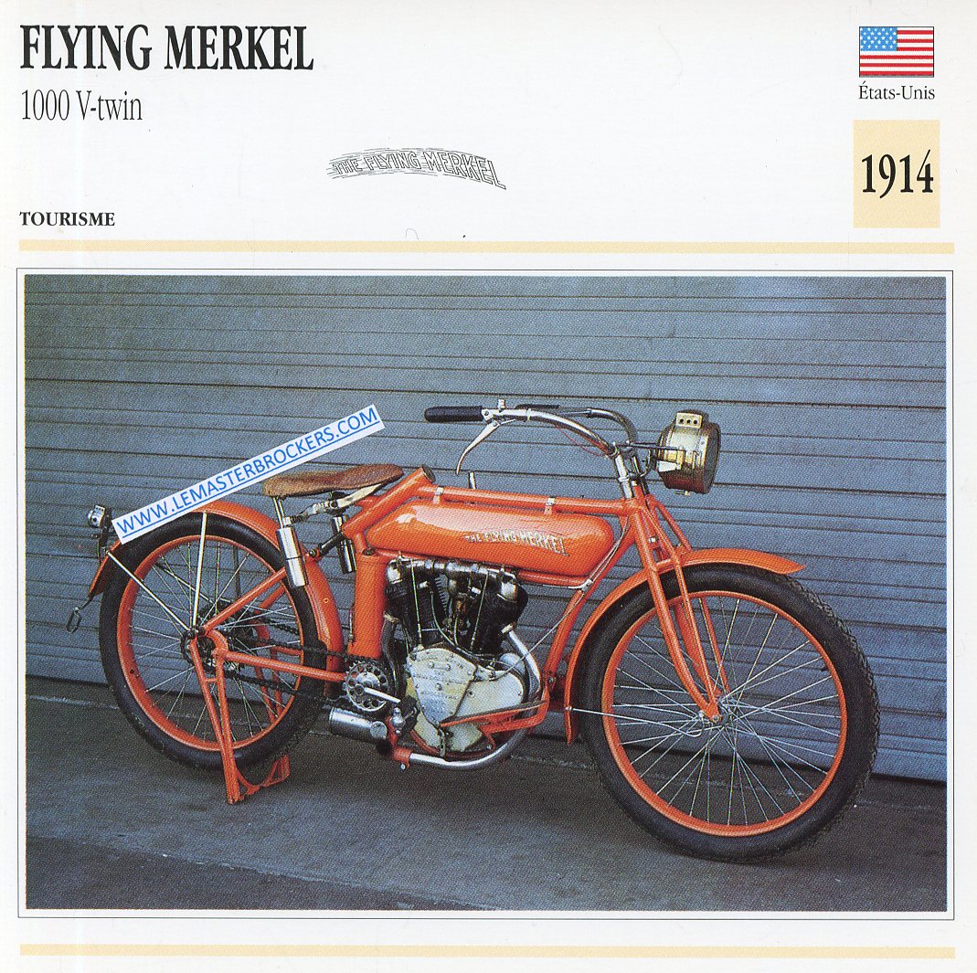 CARTE FICHE MOTO FLYING MERKEL 1000 V-TWIN 1914